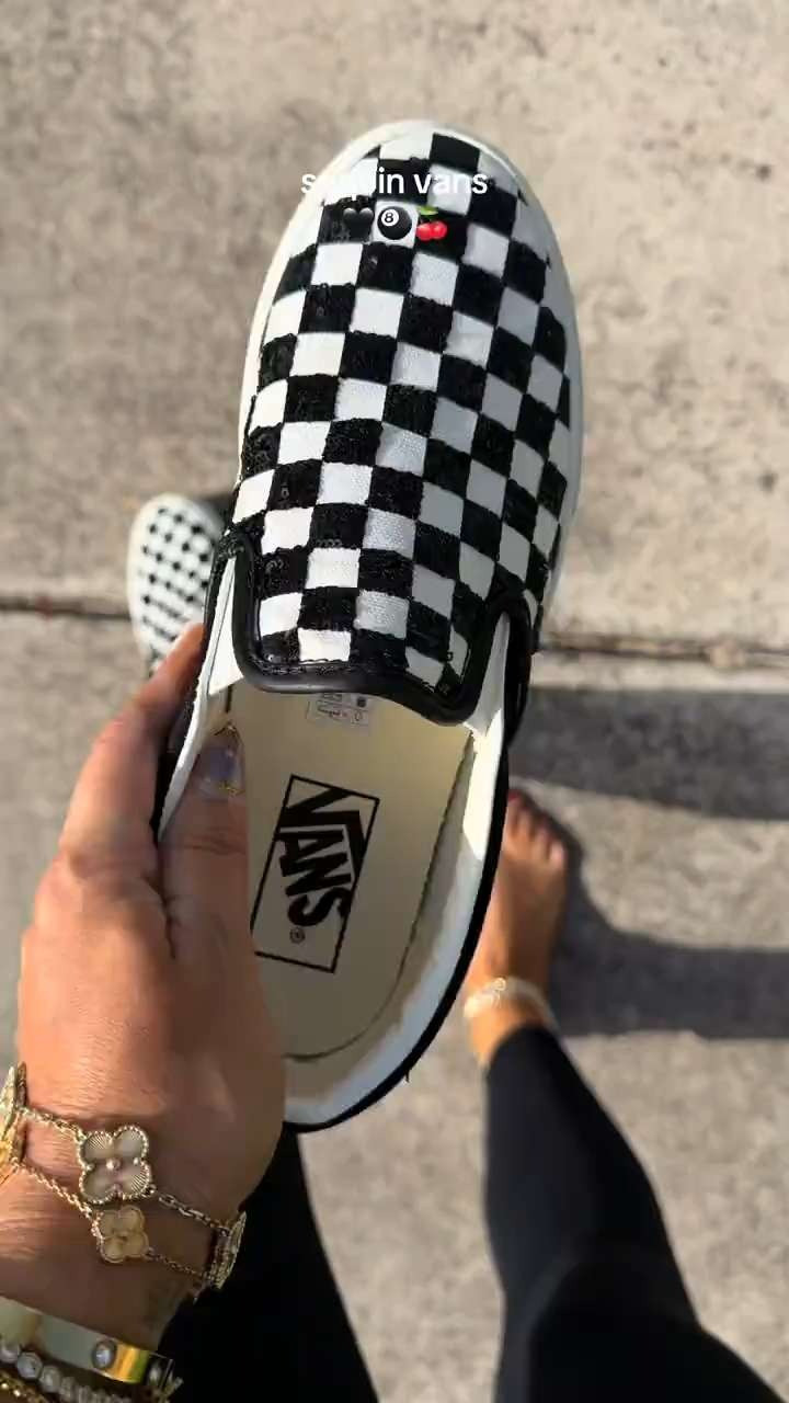 Sequin checkered vans are a must have 🖤 #checkeredvans #sliponvans #vans #vansskate #ad @vans  

 #LTKootd #LTKWorkwear #LTKTravel
