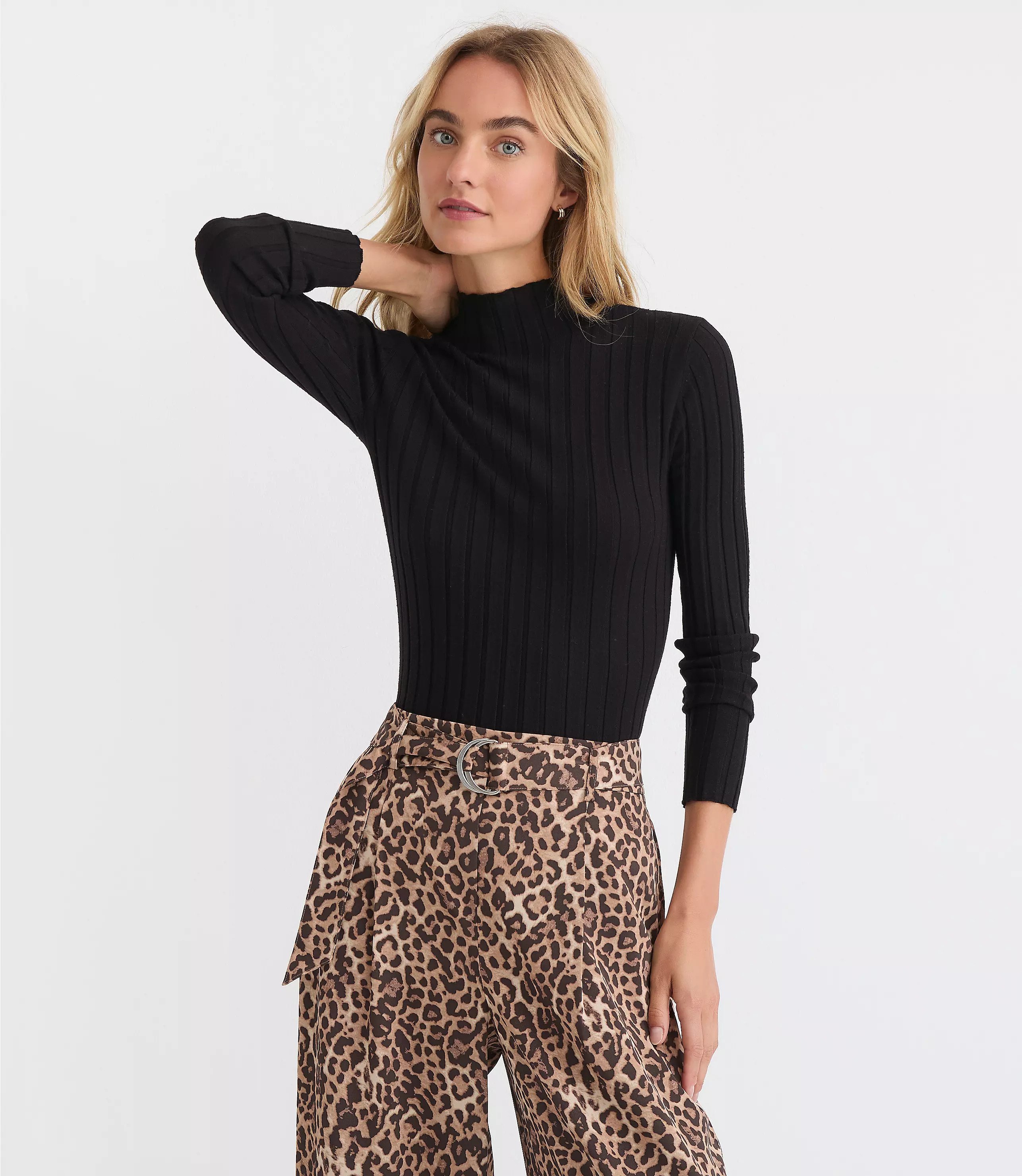 Ribbed Mock Neck Sweater | LOFT