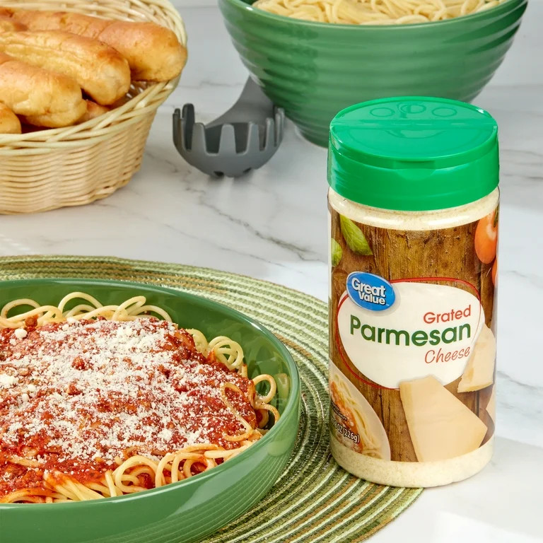 Great Value Grated Parmesan Cheese, 8 oz Shaker - Walmart.com | Walmart (US)