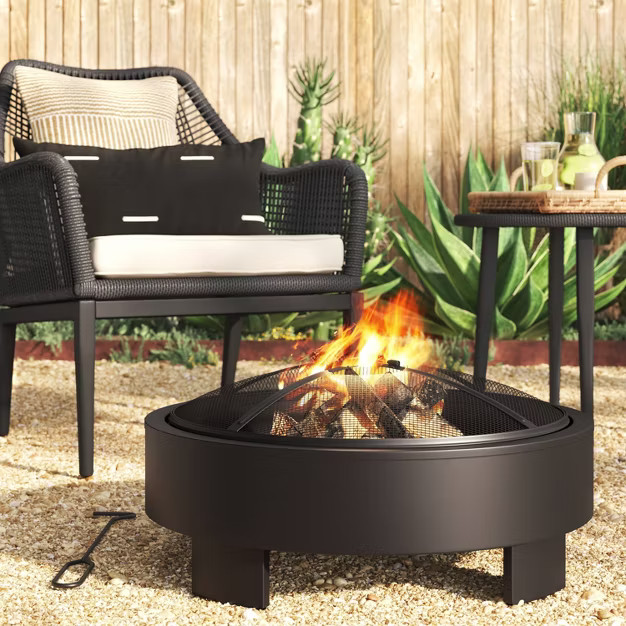 24" Round Wood Burning Fire Pit with Legs - Black - Project 62™ | Target