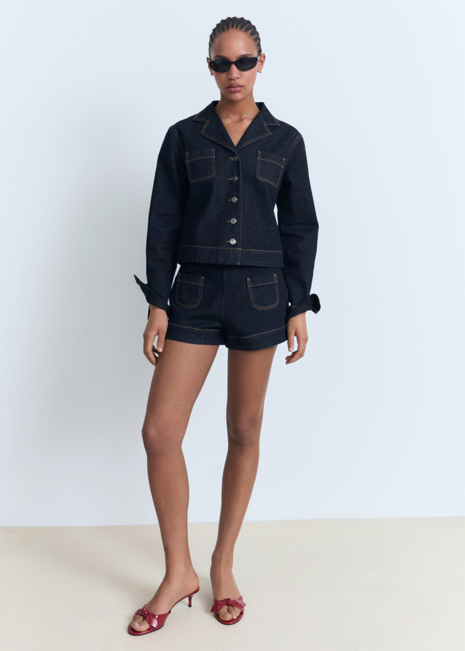 High-waisted denim shorts with pockets - Women | MANGO United Kingdom | MANGO (UK)