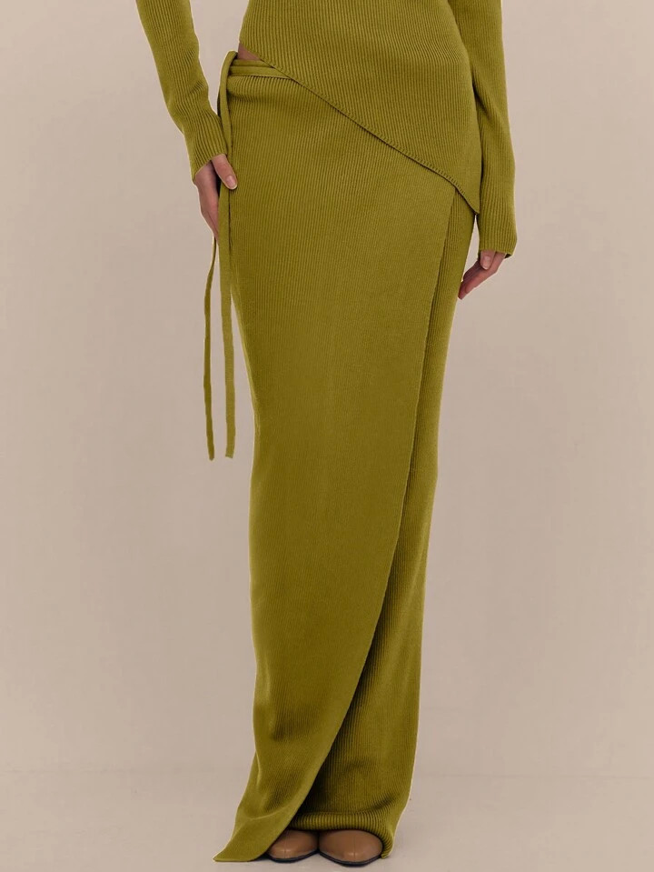 MUSERA Side Tie Wrap Knit Maxi Skirt Elegant Spring Vacation Cute Sexy 90'S Holiday Graduation Wedding Guest Fall Night Out Autumn Winter Everyday Christmas Halloween | SHEIN