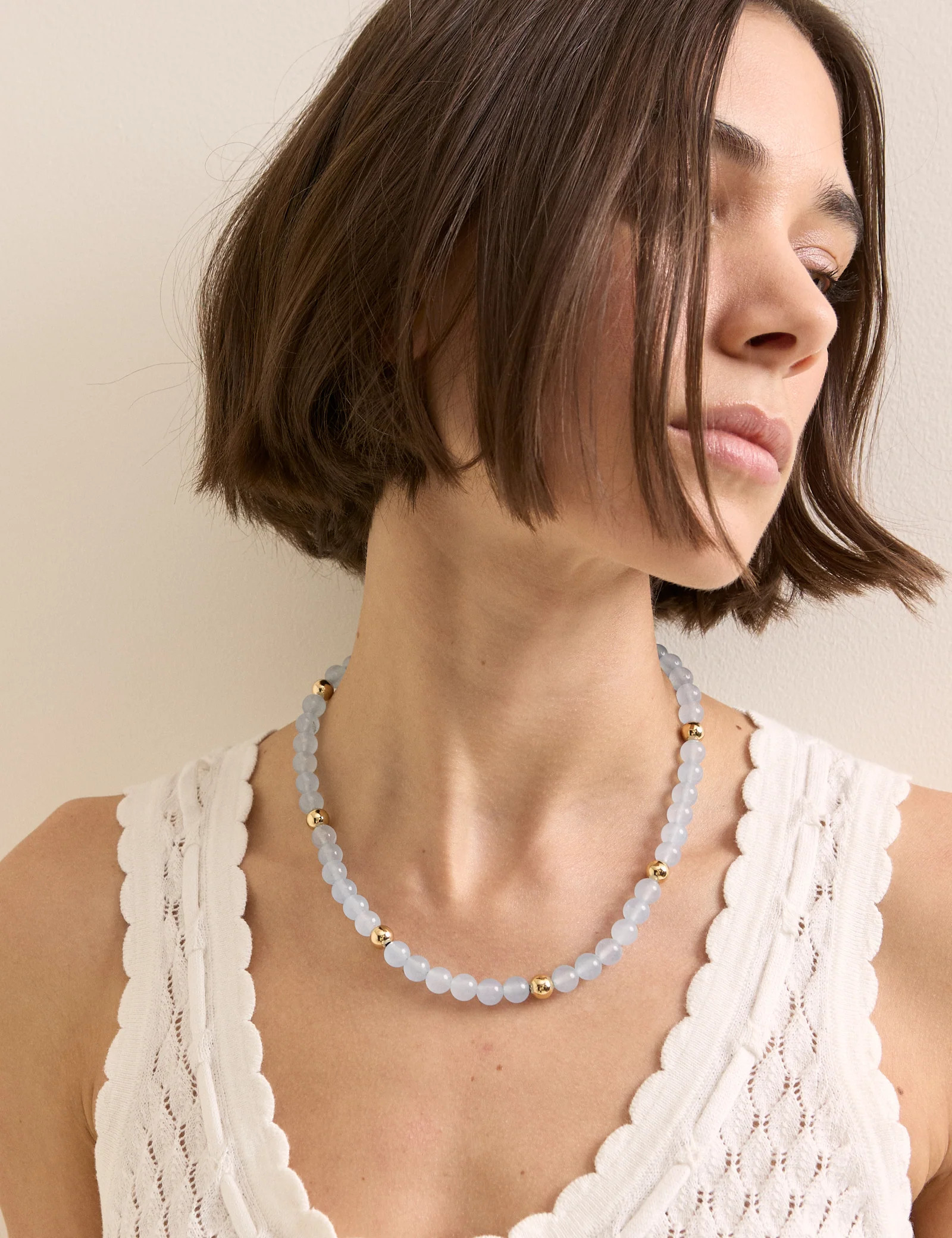 Blue Beaded Gold Plated Necklace | Nobody's Child