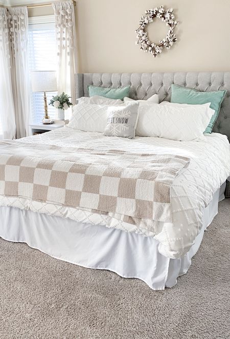 My new bed skirt made a big difference covering my adjustable bed frame! 

Bedroom | master bedroom | checkered throw blanket | checker throw blanket | euro pillows | tufted headboard | bed skirt | boho farmhouse bedroom | boho bedding | king size bedding | white bedding 