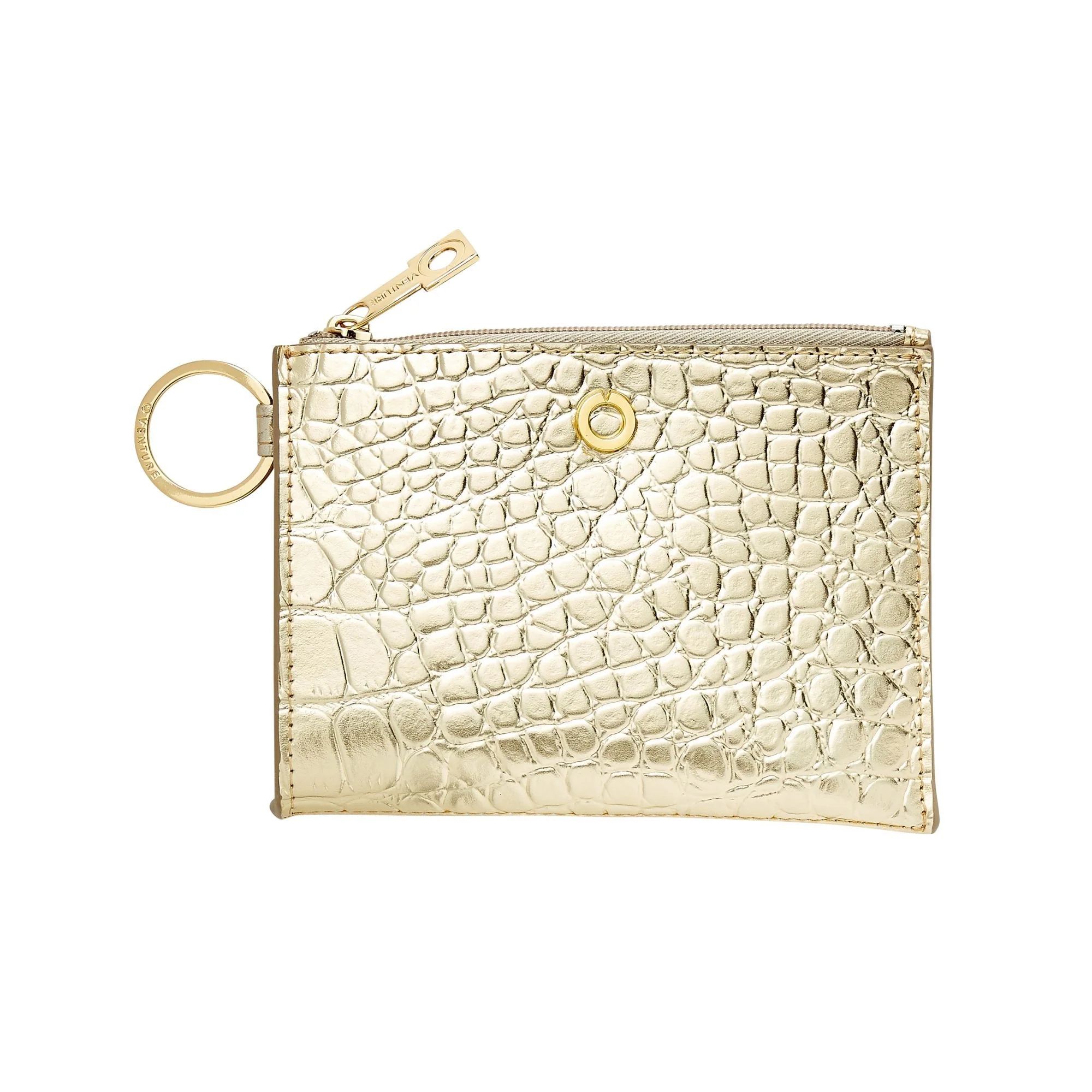 Ossential Leather Card Case - Solid Gold Rush Croc-Embossed | Oventure
