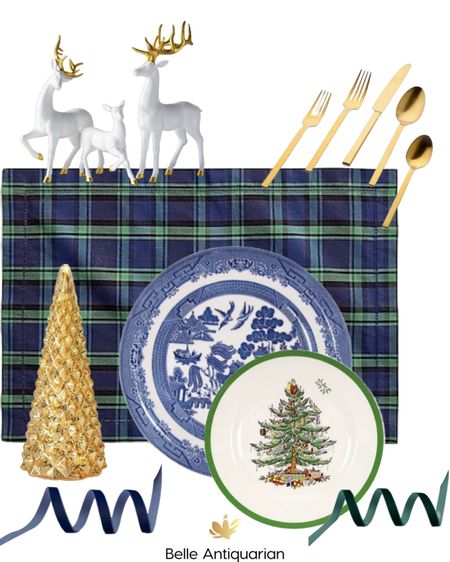 Black Friday sales galore! This Christmas table setting is achieved by layering a Spode Christmas salad plate on top of a blue willow dinner plate! 🎄

#LTKstyletip #LTKsalealert #LTKhome
