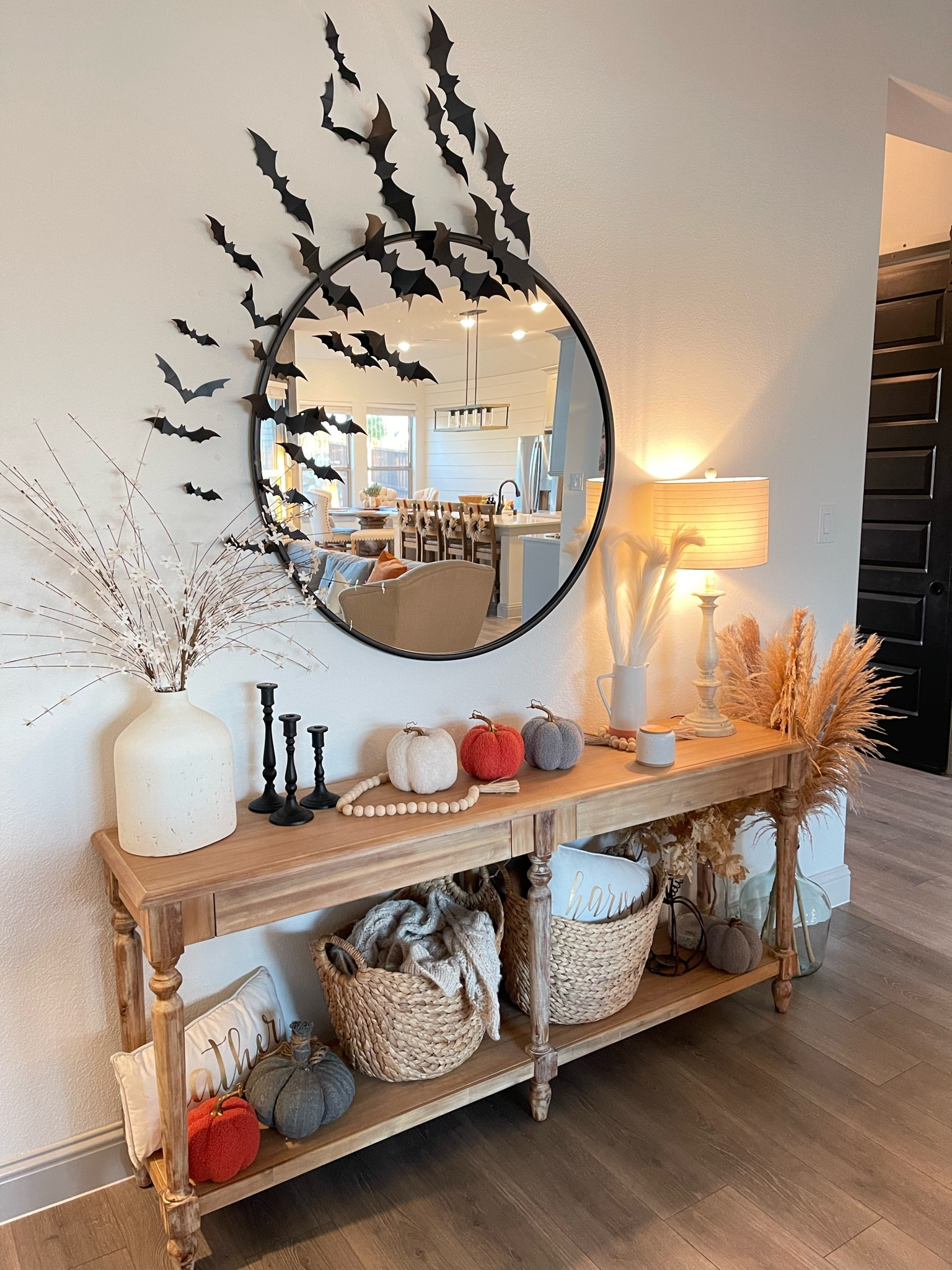 Fall decorations 
Bats 
Round mirror 
Entry Table 
Foyer table 
Pumpkins
Target decorations 
Amazon decorations 

#LTKsalealert #LTKstyletip #LTKSeasonal