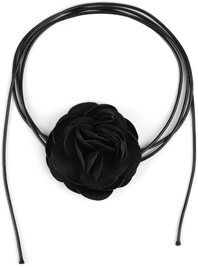 SAVITA Vintage Flower Necklaces, Boho Floral choker Adjustable Fabric Rose Necklace for Women Gir... | Amazon (UK)
