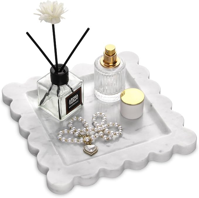 Square Marble Decorative Tray, Carrara White, 8 * 8 | Amazon (US)