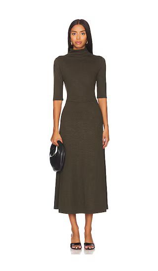 Elbow Sleeve Turtleneck Dress in Vine | Revolve Clothing (Global)