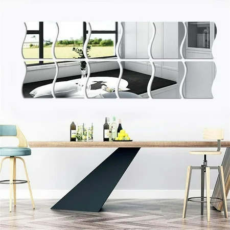 zhifulu 6 Pcs Wavy Mirror Wall Stickers Full Length 3D Mirror Home Decor Acrylic Mirror Plastic Shee | Walmart (US)