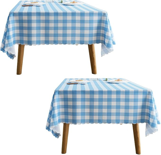 MANGATA CASA 2Pcs Light Blue Gingham Tablecloth for Rectangle Tables-Checkered Table Cloth Waterp... | Amazon (US)