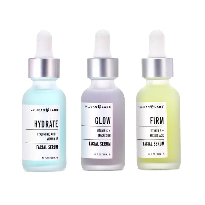 Valjean Labs Facial Serum, Combo Pack of Hydrate, Glow, and Firm | Supercharged, Targeted Skincar... | Amazon (US)