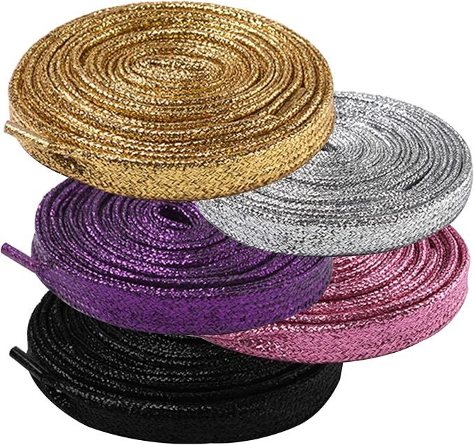 AYECEHI Shimmery Glitter 42" Solid Colors Flat Shoelaces Flat Colored Shoe Laces Strings for Snea... | Amazon (US)