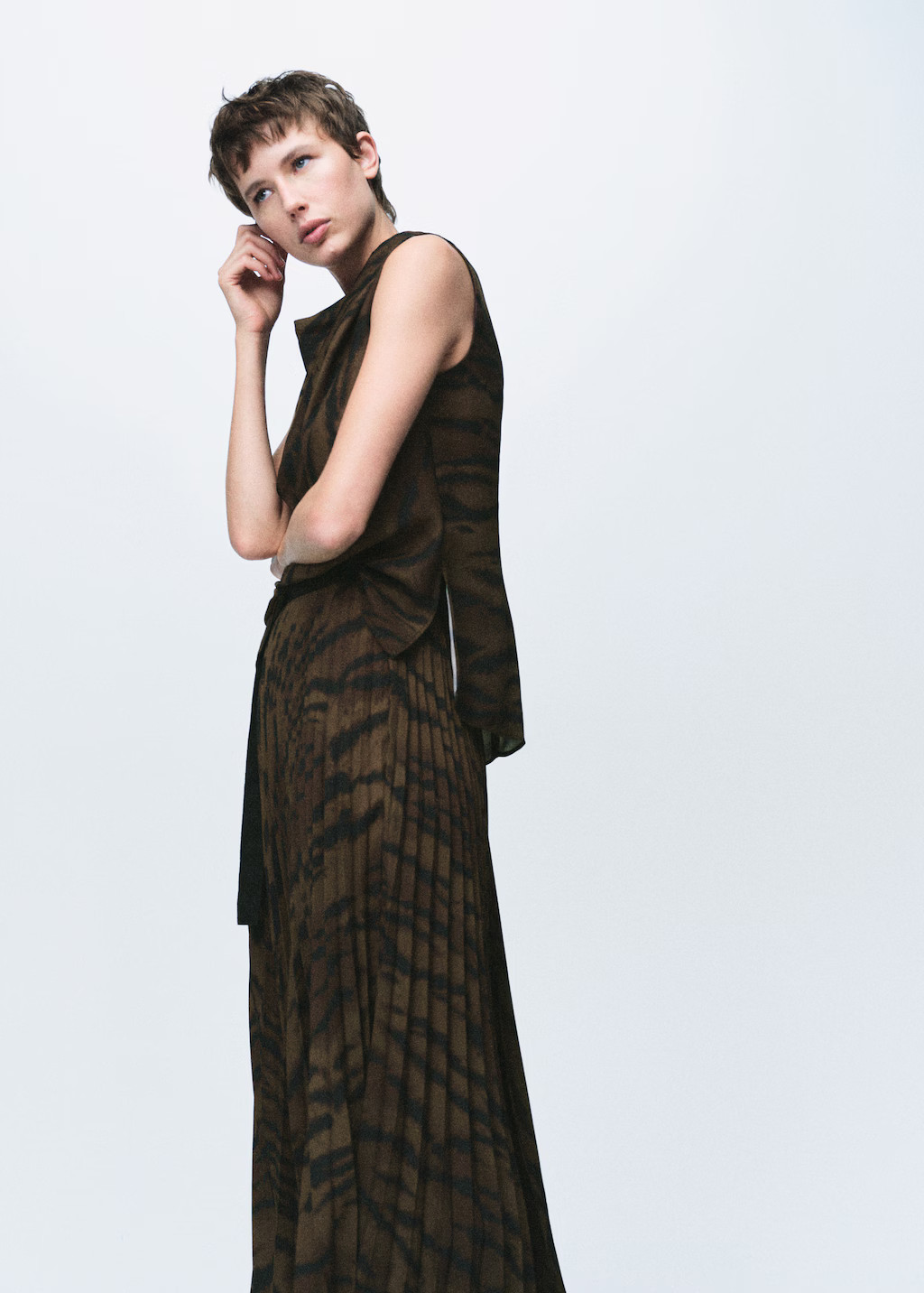 Animal-print blouse with draped collar | Mango (US/MX/AU)