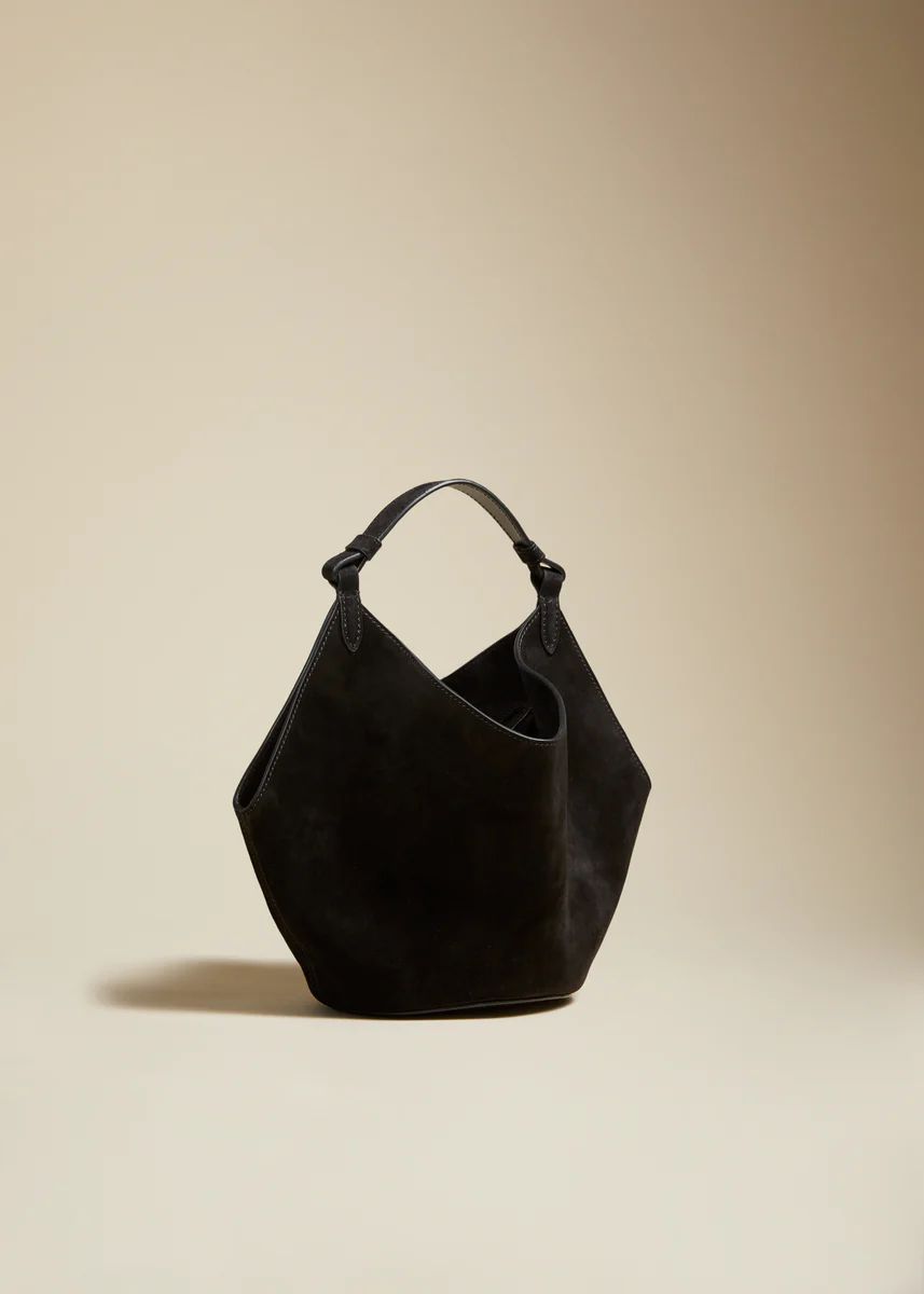 The Mini Lotus Bag in Black Suede | Khaite