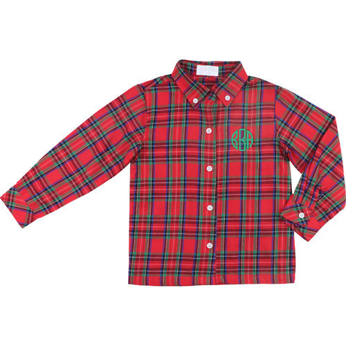 Red And Green Plaid Button Down Shirt | Cecil and Lou