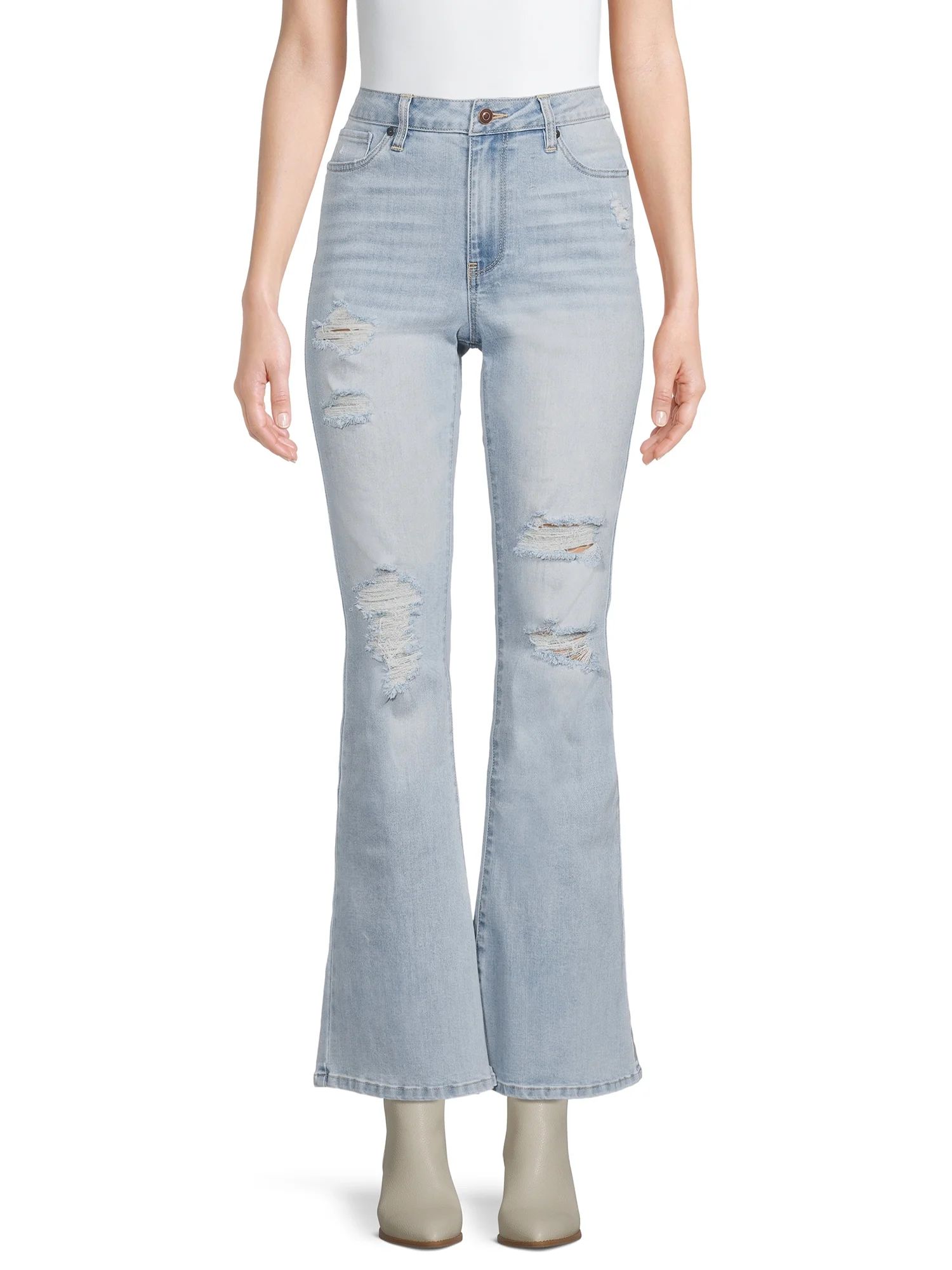 Madden NYC Juniors' Super High Rise Flare Jeans | Walmart (US)