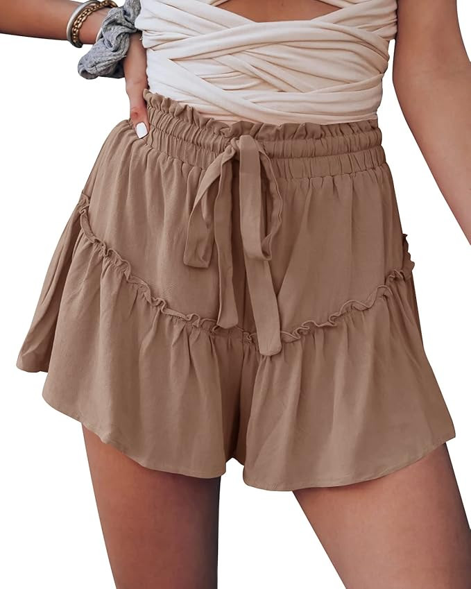 Shorts for Women Casual Summer Womens High Waisted Loose Sleep Comfy Beach Flowy Shorts | Amazon (US)