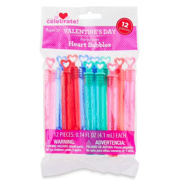 Valentine's Day Heart Bubbles Party Favors, 12 Count, by Way To Celebrate | Walmart (US)