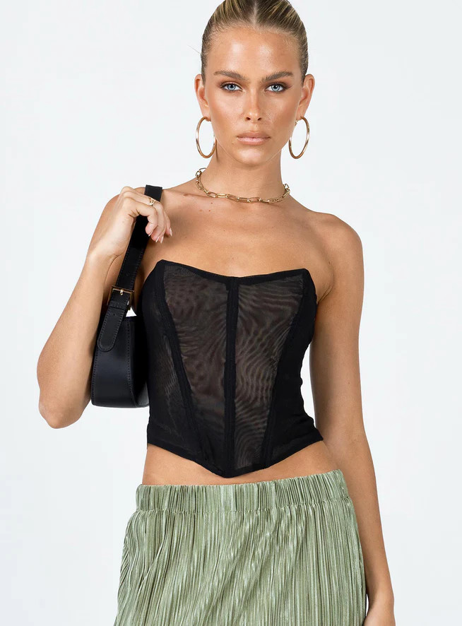 Azriel Strapless Bustier Black Low Impact | Princess Polly US