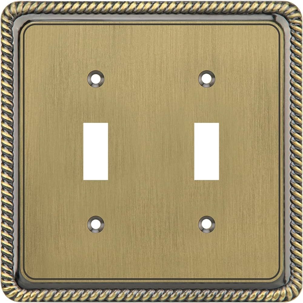 Henne Bery Rope Edge Decorative Wall Plate Switch Plate Outlet Cover (Double Toggle, Antique Bras... | Amazon (US)