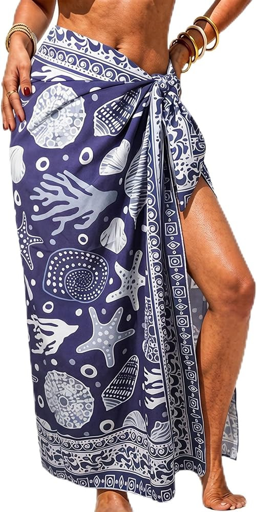CosInStyle Women 45" x 57" Large Beach Sarong Chiffon - Sheer Wrap Skirt Swimsuit Cover Up, Quick... | Amazon (US)
