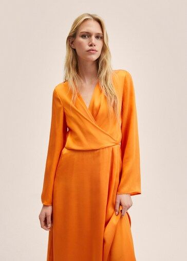 Wrapped satin dress | MANGO (US)