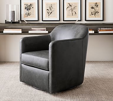 Smyth Leather Swivel Armchair | Pottery Barn (US)