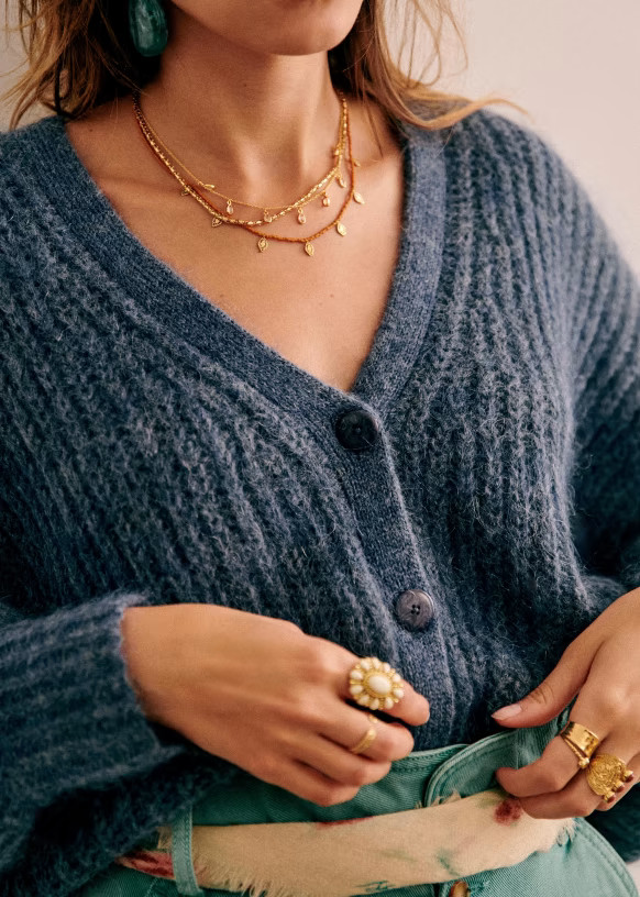 Achille Jumper - Denim - Kid mohair - Sézane | Sezane Paris