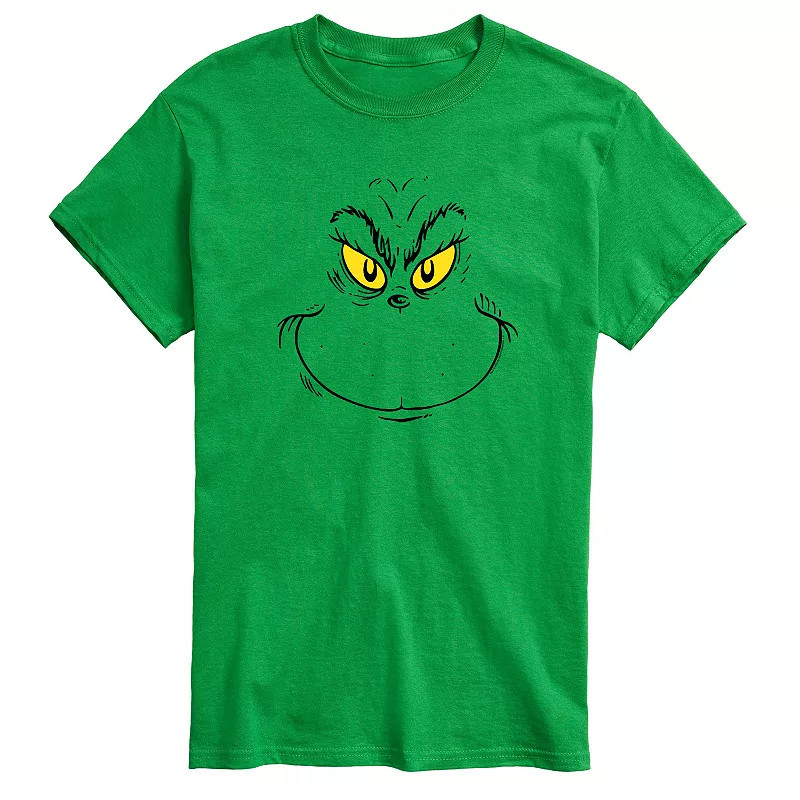Big & Tall Dr. Seuss Grinch Face Tee, Men's, Size: 4XL Tall, Green | Kohl's