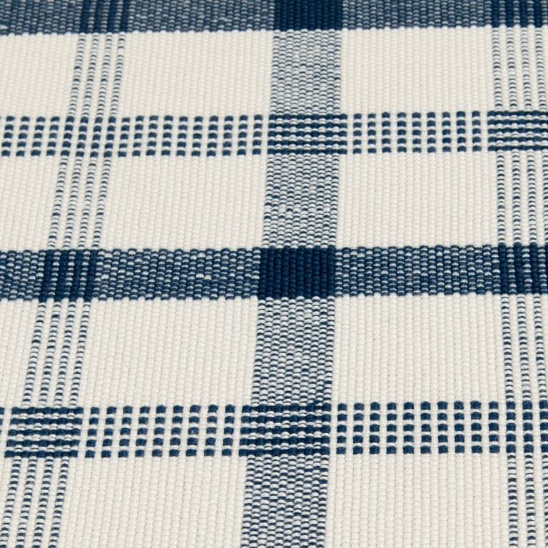 Mainstays Blue Plaid Outdoor Layering Rug, 24"x36" | Walmart (US)