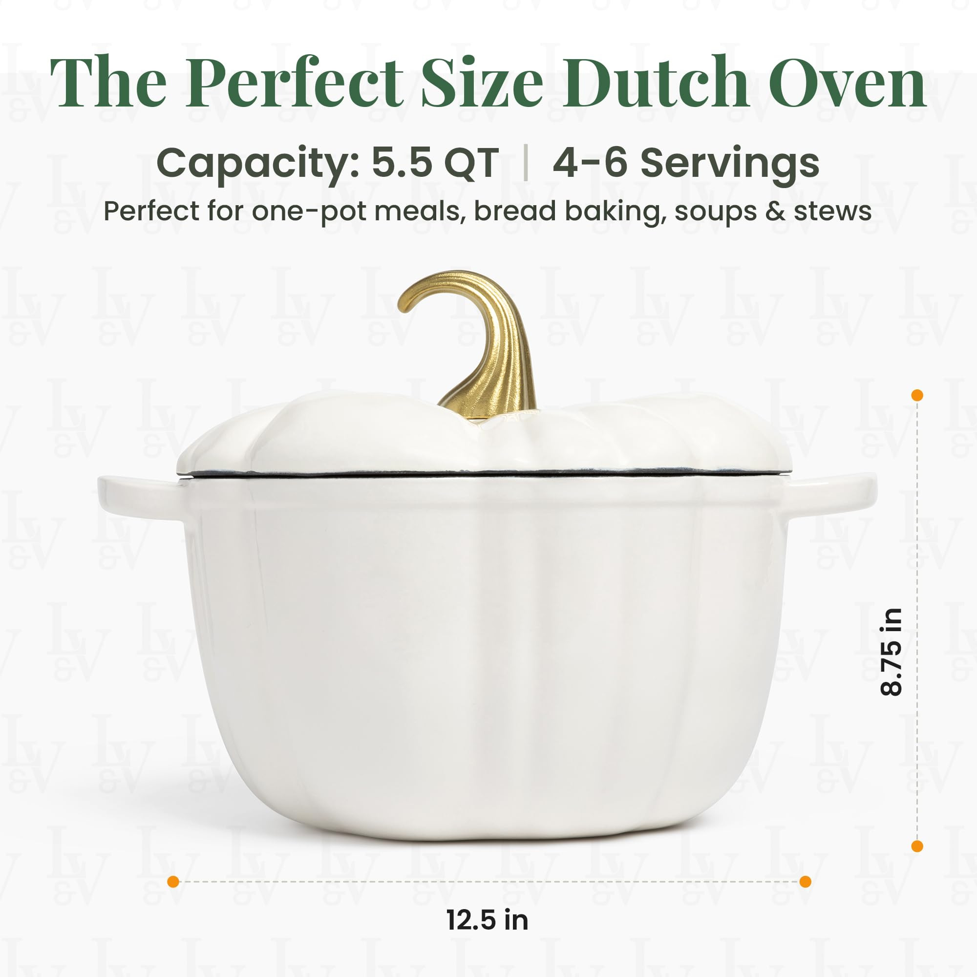 Larder & Vine Enameled Cast Iron Pumpkin Dutch Oven | 5.5 qt Pot with Lid | Stovetop & Oven Safe ... | Amazon (US)