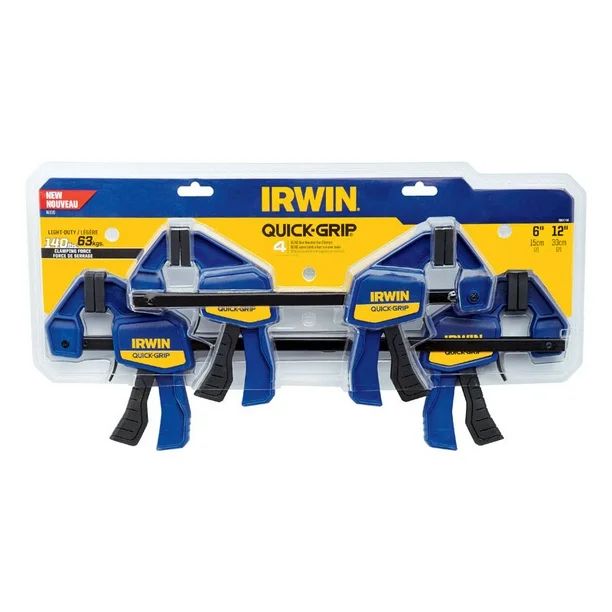 Irwin Quick-Grip 6 and 12 in. x 3 in. D Resin Quick-Release Bar Clamp 140 lb. 4 pc. | Walmart (US)