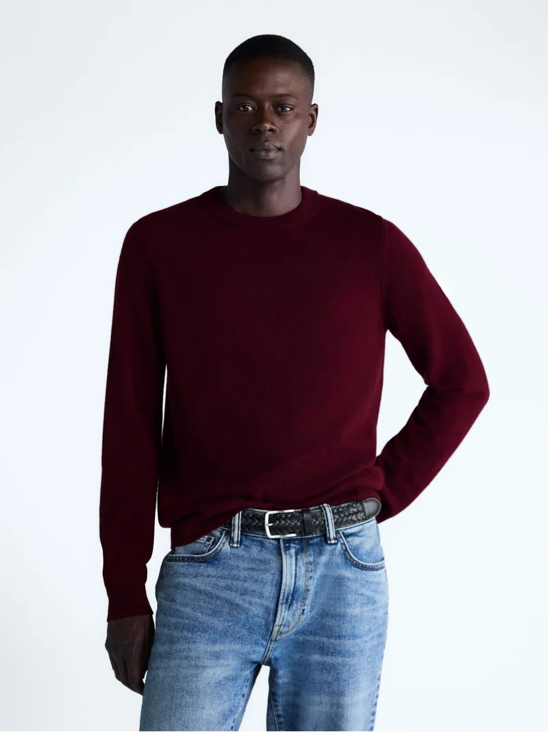 Free Assembly Men\u2019s Cashmere Crewneck Sweater with Long Sleeves, Midweight, Sizes XS-2XL | Walmart (US)