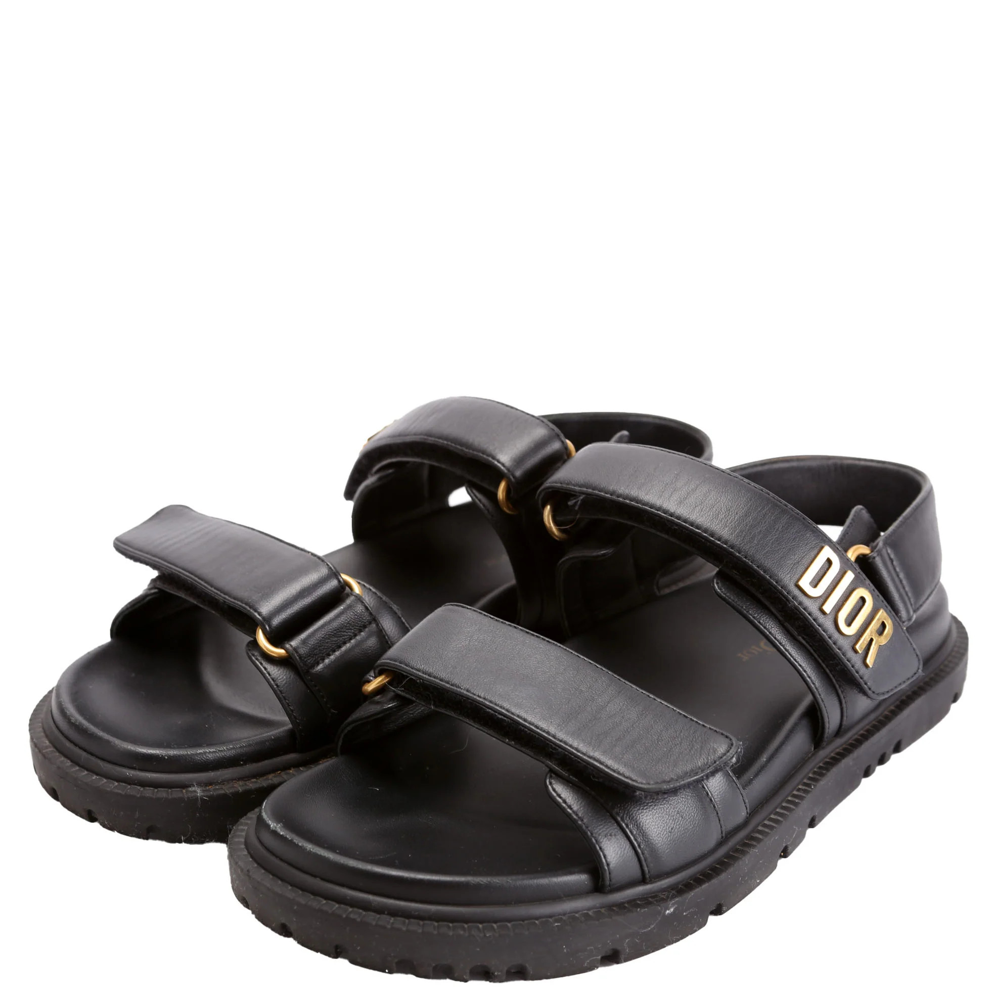 Dioract Leather Sandals Size 39 Black | Keeks Designer Handbags