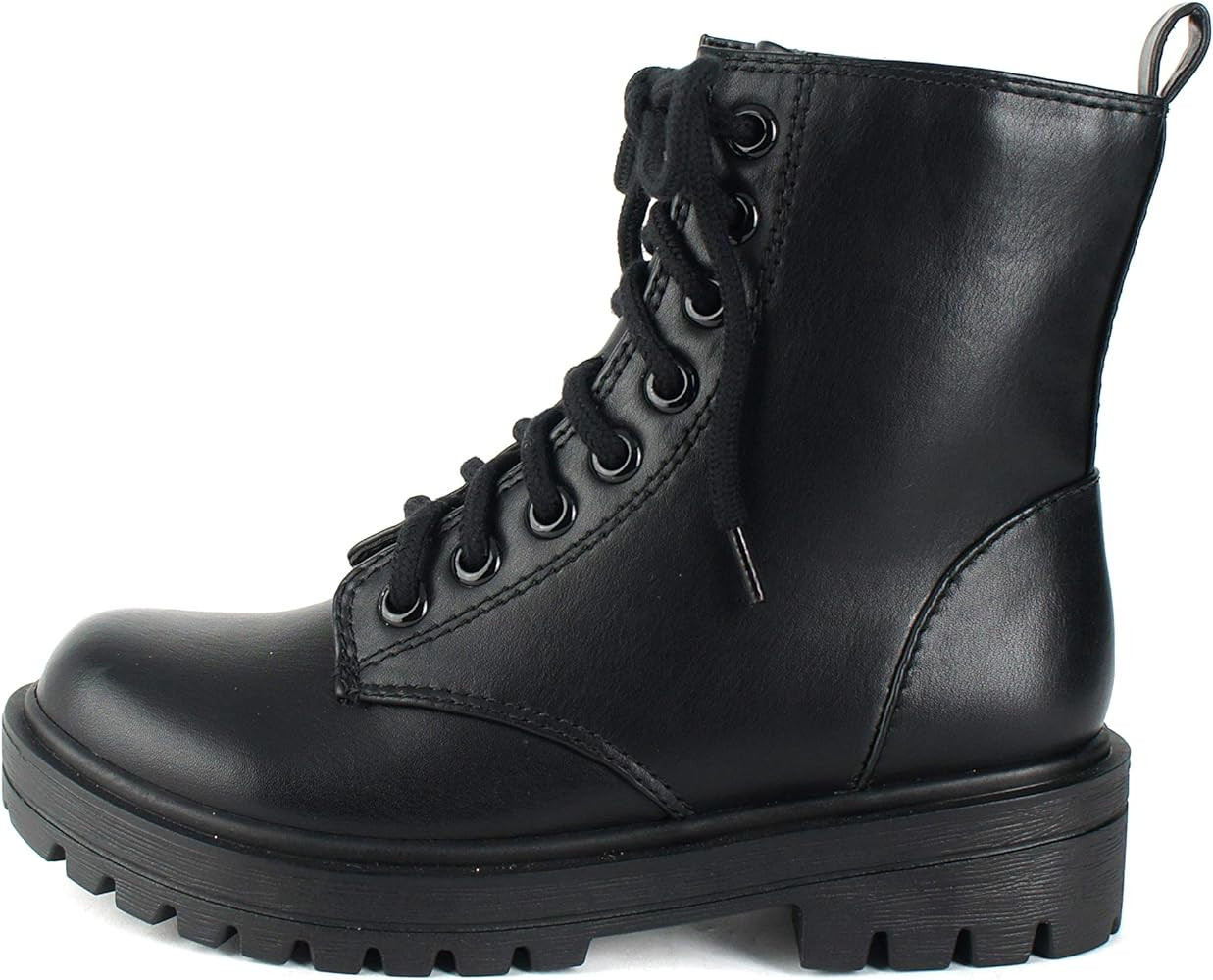 SODA FIRM - Lug Sole Combat Ankle Bootie Lace up w/Side Zipper | Amazon (US)