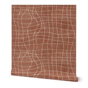 topography grid cinnamon copper brown canvas look | Spoonflower