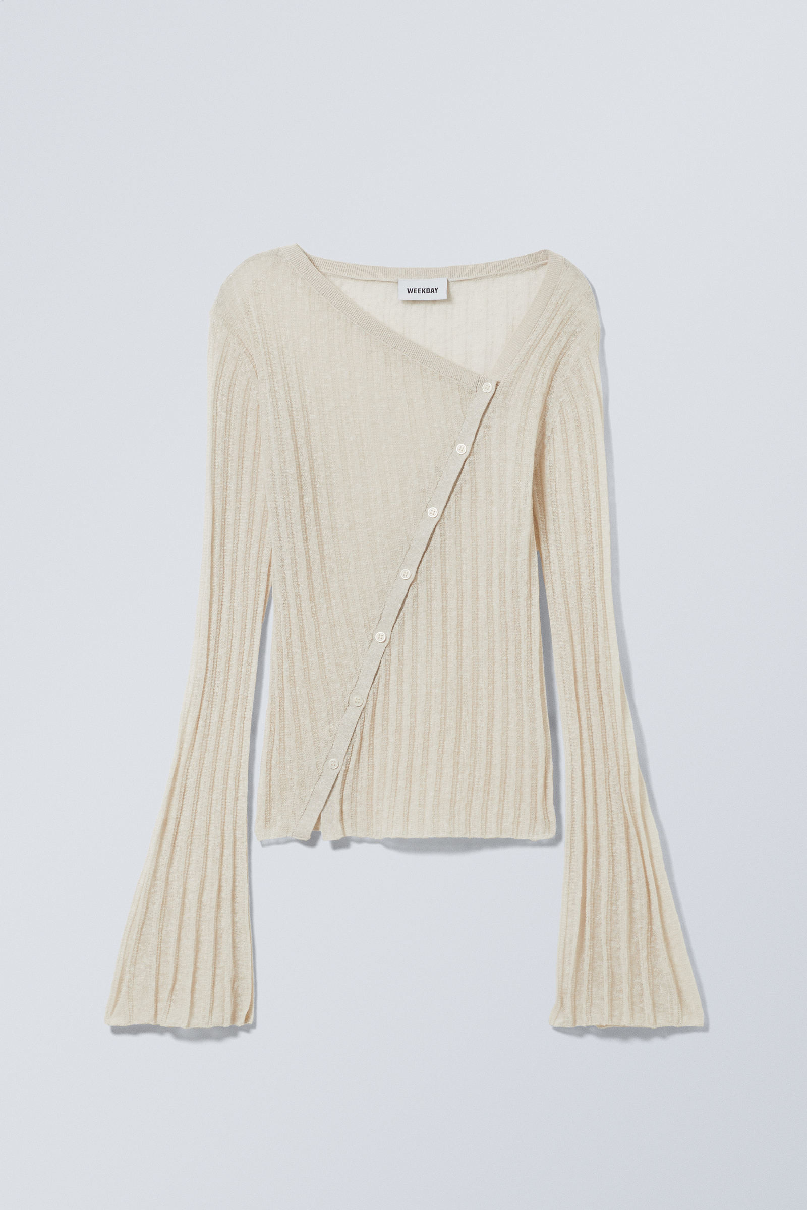 Asymmetric Linen Blend Cardigan | Weekday