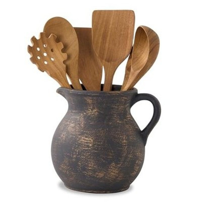 MIYUKI Rustic Kitchen Utensil Holder - 7.6 Inch Ceramic Utensil Crock for | eBay US