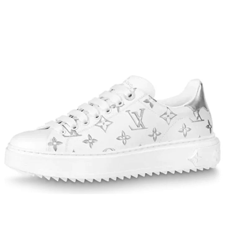 (WMNS) LOUIS VUITTON Time Out Sneakers 'White with Silver Monogram' | KICKS CREW