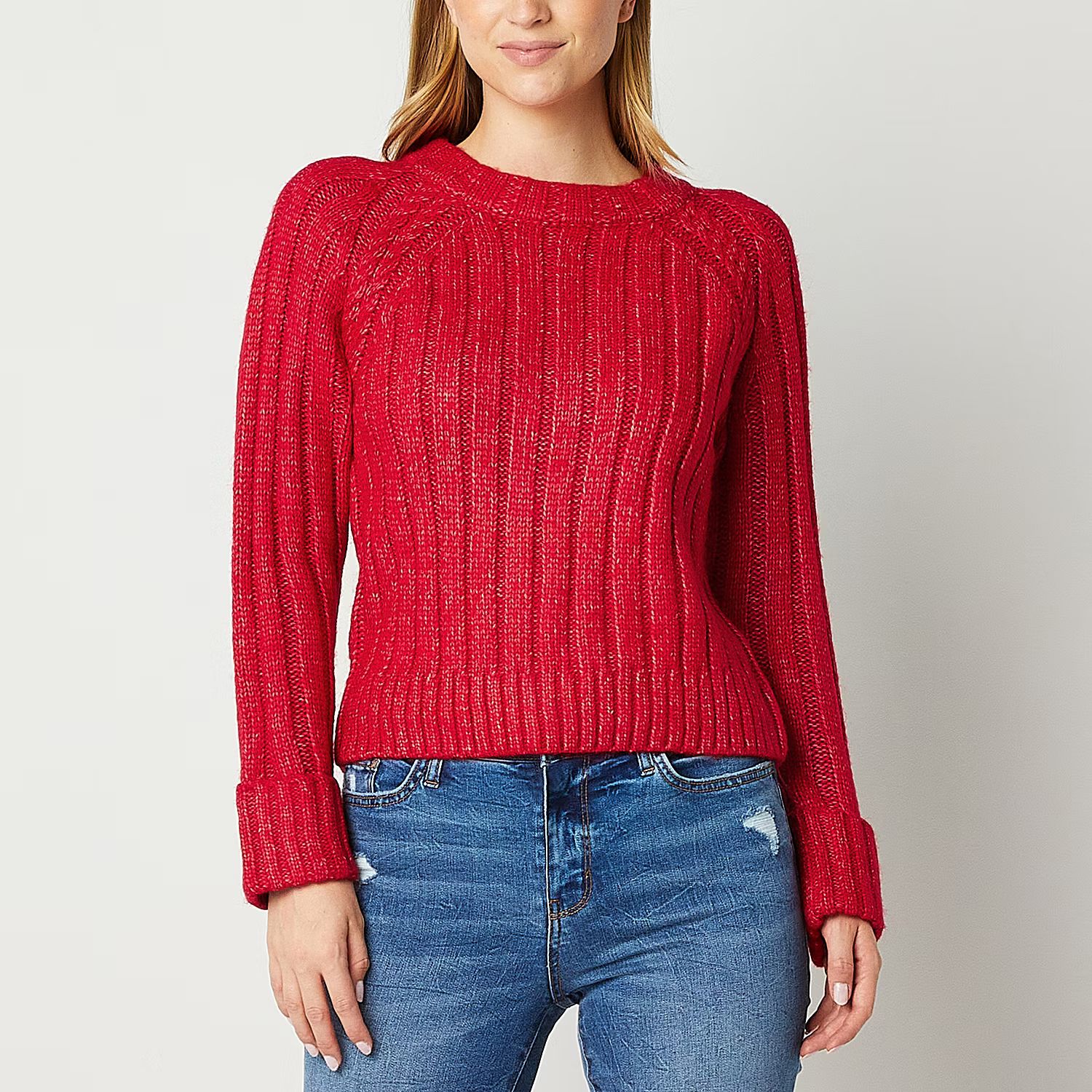 new!a.n.a Womens Crew Neck Long Sleeve Pullover Sweater | JCPenney