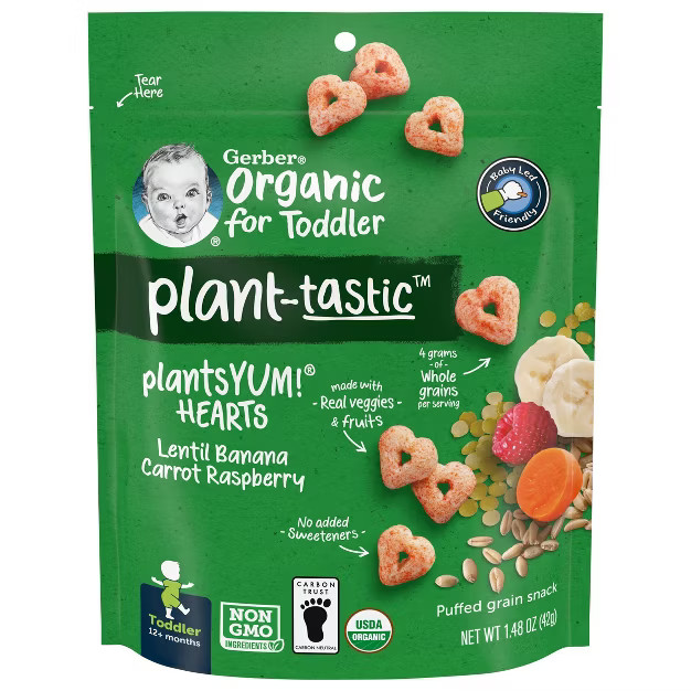 Gerber Plantastic Beanie Hearts Lentil Carrot Banana Raspberry - 1.48oz | Target