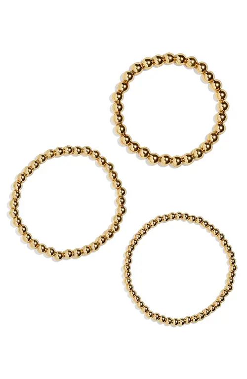 BaubleBar Pisa Set of 3 Stretch Bracelets in Gold at Nordstrom | Nordstrom