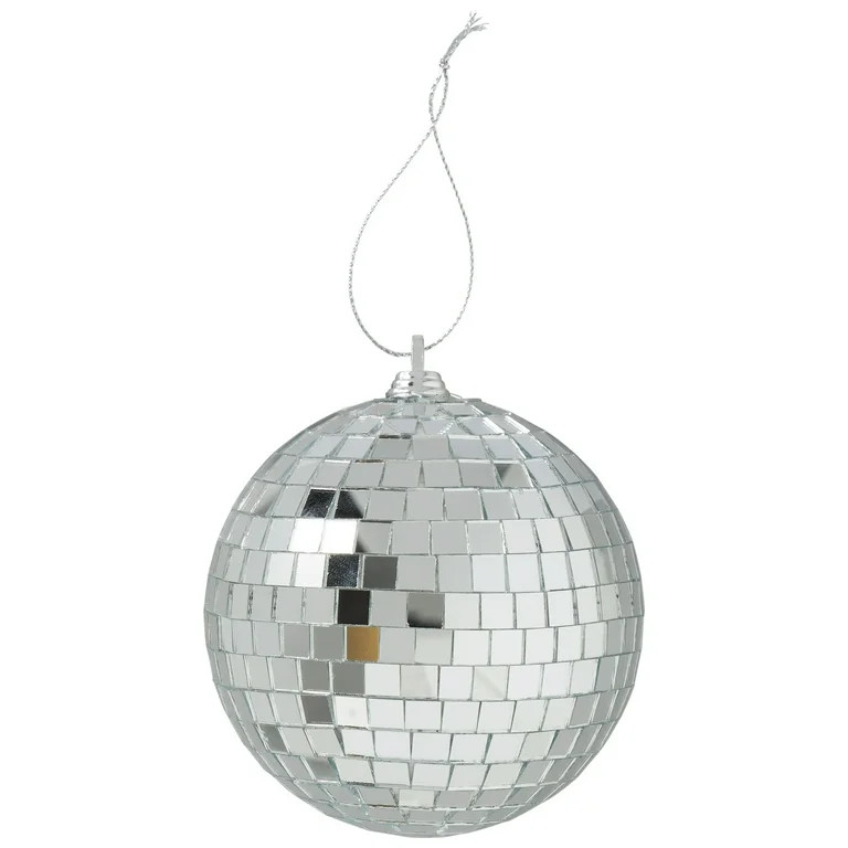 Silver Disco Ball Christmas Ball Hanging Ornaments, 4 Pack, by Holiday Time - Walmart.com | Walmart (US)