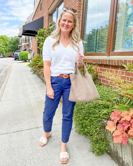 Today’s business casual outfit for the office! 

Spring outfit, summer outfit, sandals, white tops, spring tops, work tote, work bag, smart casual, easy work outfit, weekend outfit, work wear, workwear, work tops, spring tops

#LTKover40 #LTKstyletip #LTKworkwear