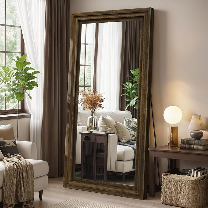 Full Length Mirror 71"x30", Large Solid Wood Frame Floor Mirror, Leaning Floor Mirror, Stable Fra... | Amazon (US)