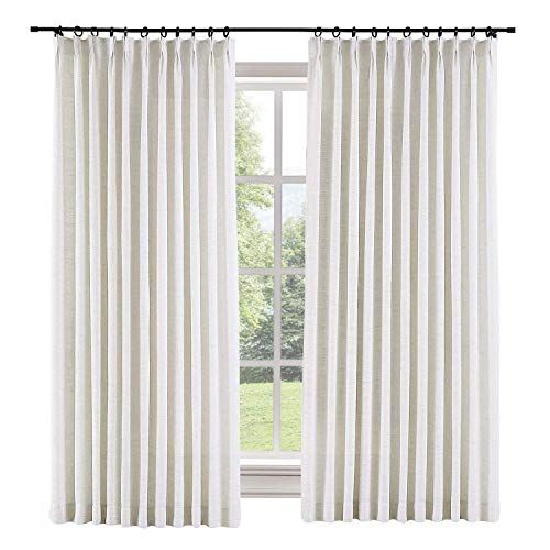 TWOPAGES 100 W x 102 L inch Pinch Pleat Darkening Drapes Faux Linen Curtains with Blackout Lining... | Amazon (US)