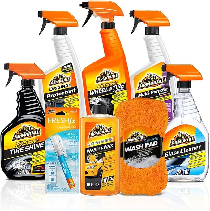 Premier Car Care Kit by Armor All, Includes Car Wax & Wash Kit, Glass Cleaner, Car Air Freshener,... | Amazon (US)