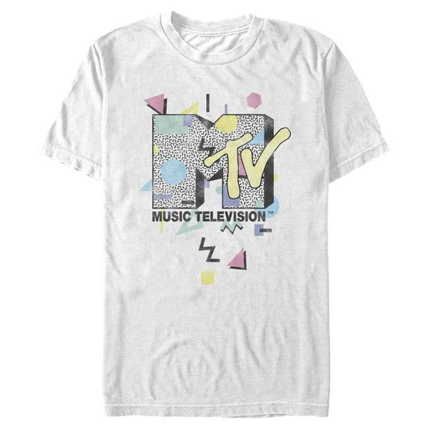 Men's MTV Retro Pop Logo  Graphic Tee White Large - Walmart.com | Walmart (US)